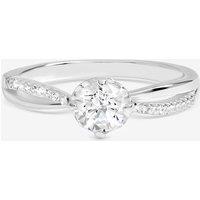 Simply Silver Women's 925 Sterling Silver Solitaire Engagement Ring - Gift Pouch | Size: Small