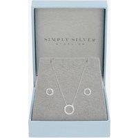 Simply Silver Women's 925 Sterling Silver Open Circle Set - Gift Box