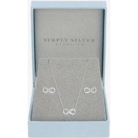 Simply Silver Women's 925 Sterling Silver Pave Infinity Set - Gift Box