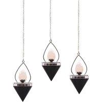 KDMD Women's Gemstone Lantern of Life Pendulum - Black Agate & Rose Quartz