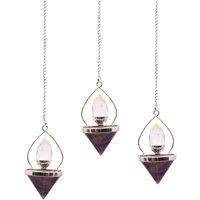 KDMD Women's Gemstone Lantern of Life Pendulum - Amethyst & Rock Quartz in Purple