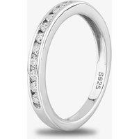 Starbright Women's Silver 2mm Cubic Zirconia Channel Set Half Eternity Ring | Size: 56 (O 1/2)
