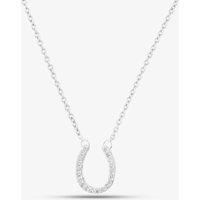 T.H.Baker Women's Sterling Silver Cubic Zirconia Pave Horseshoe Necklace N4318 | Size: Adjustable