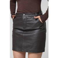 Barneys Originals Women's Crocodile Embossed Real Leather Skirt in Chocolate | Size: 10