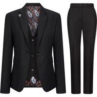 Infinity Leather Women's 3 Piece Tailored Fit Plain Formal Office Suit in Black | Size: 20