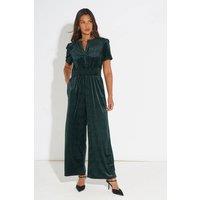 Sarta Women's Textured Velvet Lydia Jumpsuit in Green | Size: Large