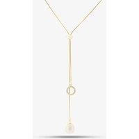 T.H.Baker Women's Gold Silver Freshwater Pearl & Cubic Zirconia Necklace POW70390FW/GP | Size: Adjustable