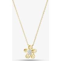 T.H.Baker Women's 9ct Yellow Gold 0.08ct Diamond Flower Pendant THN48587-08SF (YG)