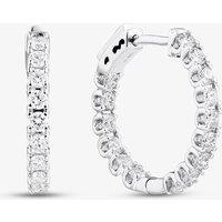 T.H.Baker Women's 9ct White Gold 1.00ct Lab Grown Diamond Hoop Earrings LGE41046-100 in Silver