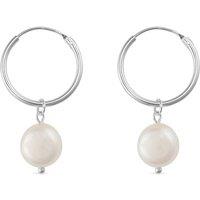 Elk & Bloom Women's Chunky Sterling Silver Freshwater Pearl Hoops