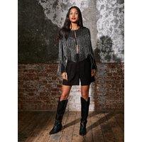 Rose & Nancy Women's scarlett-fringe-jacket in Black | Size: Large