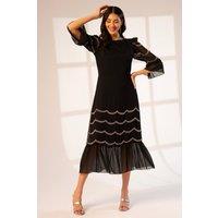 Rose & Nancy Women's georgie-scalloped-embellished-dress in Black | Size: Large
