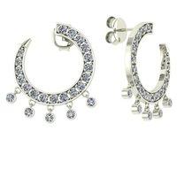 Cervin Blanc Women's Curve Diamond Earrings in White Gold in Silver