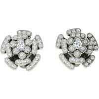 Cervin Blanc Women's Alpine Rose Diamond Stud Earrings in White Gold in Silver