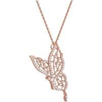 Cervin Blanc Women's 0.70ct Diamond Butterfly Necklace with Charm in 18ct Rose Gold