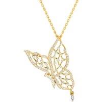 Cervin Blanc Women's 0.70ct Diamond Butterfly Necklace with Charm in 18ct Yellow Gold