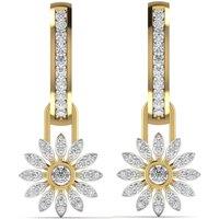 Cervin Blanc Women's Daisy Diamond Charm Hoop Earrings in Yellow Gold