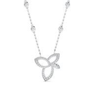 Cervin Blanc Women's 18ct White Gold Lotus Flower Diamond Necklace 0.75ct in Silver