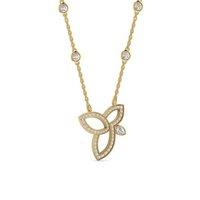 Cervin Blanc Women's 18ct Yellow Gold Lotus Flower Diamond Necklace 0.75ct