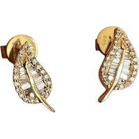 Cervin Blanc Women's 18ct Yellow Gold Leaf Stud Diamond Earrings 0.40ct