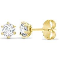 Cervin Blanc Women's 18ct Yellow Gold 1ct 6-Claw Diamond Solitaire Stud Earrings