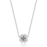 Cervin Blanc Women's Diamond Clover Necklace in 18ct White Gold in Silver