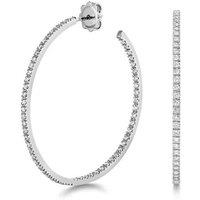 Cervin Blanc Women's Diamond Large Hoop Earrings in 18ct White Gold in Silver