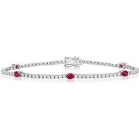 Cervin Blanc Women's Diamond & Ruby Bracelet in 18ct White Gold in Silver