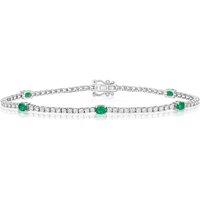 Cervin Blanc Women's Diamond & Emerald Bracelet in 18ct White Gold in Silver
