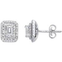 Cervin Blanc Women's 18ct White Gold 0.70ct Emerald-Cut Rectangular Stud Earrings in Silver
