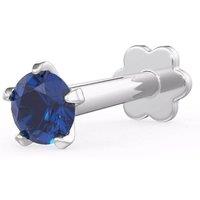 Cervin Blanc Women's Blue Sapphire & White Gold Nose Stud in Silver