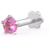 Cervin Blanc Women's Pink Sapphire & White Gold Nose Stud in Silver