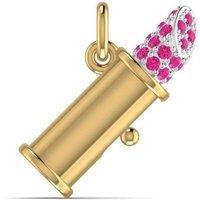 Cervin Blanc Women's 18ct Yellow Gold Lipstick Charm with Pink Stones Pendant Hoop Charms