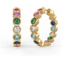 Cervin Blanc Women's Ruby & Diamond Hoop Earrings in Yellow Gold