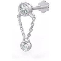 Cervin Blanc Women's 0.11ct 18ct White Gold Diamond Cartilage Stud Chain Drop Earring in Silver