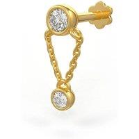 Cervin Blanc Women's 0.11ct 18ct Yellow Gold Diamond Cartilage Stud Chain Drop Earring