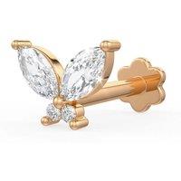 Cervin Blanc Women's 18ct Rose Gold Marquise-Cut Diamond Butterfly Flat Back Stud