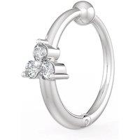Cervin Blanc Women's Trilogy Diamond Nose Hoop in 18K White Gold in Silver