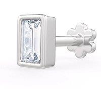 Cervin Blanc Women's Baguette-Cut Diamond Nose Stud in 18K White Gold in Silver