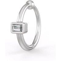 Cervin Blanc Women's Baguette Diamond Nose Hoop in 18K White Gold in Silver