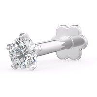 Cervin Blanc Women's 9ct White Gold 0.06ct Solitaire Diamond Nose Stud Pin Nasal Piercing in Silver