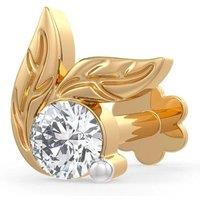 Cervin Blanc Women's 0.08ct Diamond Leaf Nose Stud in 18ct Yellow Gold Screwback Pin