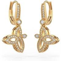 Cervin Blanc Women's Diamond Lotus Flower Drop Earrings in 18ct Yellow Gold
