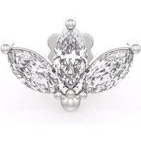 Cervin Blanc Women's 18ct White Gold Marquise Diamond Lotus Nose Pin Stud in Silver