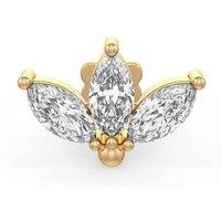Cervin Blanc Women's 18ct Yellow Gold Marquise Diamond Lotus Cartilage Stud Helix Flat Back
