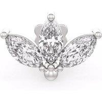 Cervin Blanc Women's 18ct White Gold Marquise Diamond Lotus Cartilage Stud Helix Flat Back in Silver