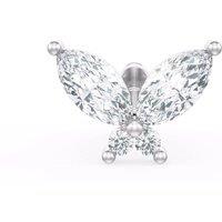 Cervin Blanc Women's 18ct White Gold Marquise Diamond Butterfly Screwback Piercing in Silver