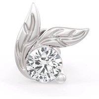 Cervin Blanc Women's 0.08ct Diamond Leaf Nose Stud in 18ct White Gold Screwback Pin in Silver