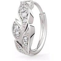 Cervin Blanc Women's 18ct White Gold Diamond Leaf Nose Hoop - Intricate Leaf Design in Silver