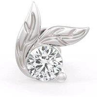 Cervin Blanc Women's 18ct White Gold 0.08ct Diamond Leaf Earring Threaded Piercing in Silver
